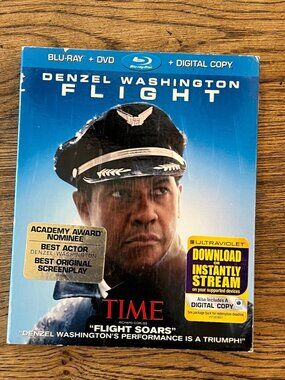 Flight 2012 Blu-Ray DVD Digital Copy Denzel Washington Don Cheadle Pre-Owned
